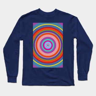 concentric circles colorful vintage 1969s design Long Sleeve T-Shirt